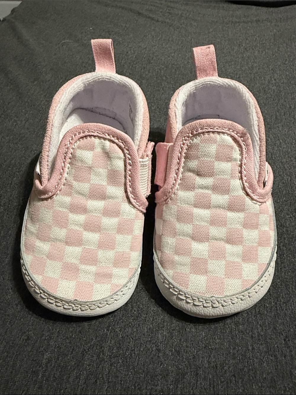 Vans Infant Slip-On V Crib Checkerboard Pink & White Checkered Sneakers Baby US